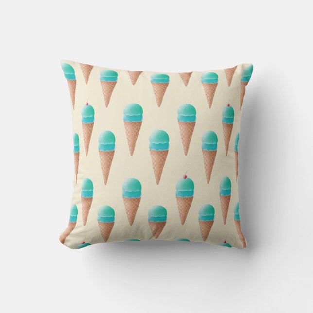Coussin Motif de cône de glace bleu, jaune clair (Recto)