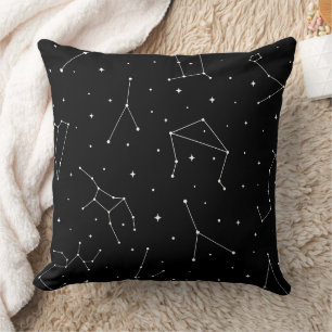 Coussin Motif de constellation minimaliste en noir et blan