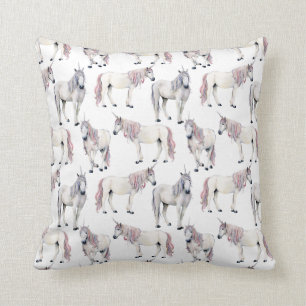Coussin Motif de conte de fées de licorne d'aquarelle