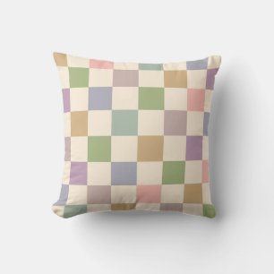 Coussin Motif de contrôle rétro géométrique Pastel À damie