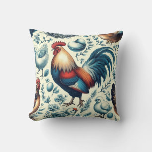 Coussin Motif de coq de ferme Retro
