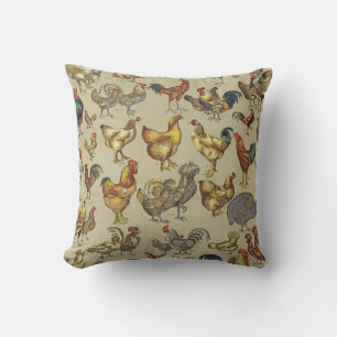 Coussin Motif de coq poulet vintage : Art de ferme