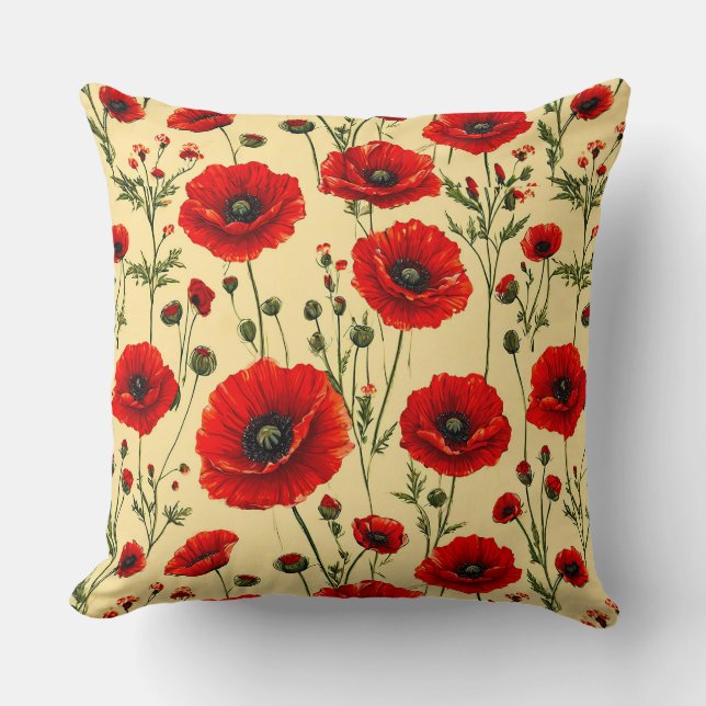 Coussin Motif de coquelicots rouges (Recto)