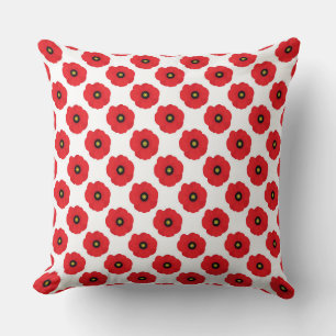 Coussin Motif de coquelicots rouges et blancs Shabby Chic
