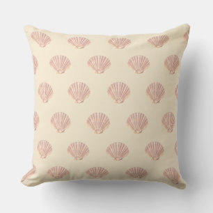 Coussin Motif de coquille d'huître de mer sur ivoire