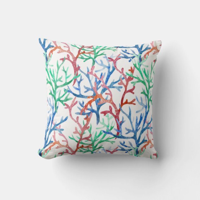 Coussin Motif de corail d'aquarelle (Recto)