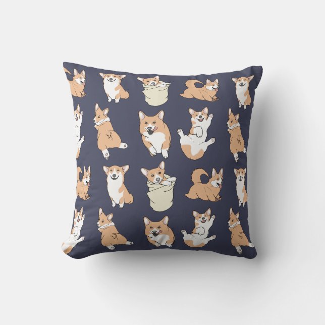 Coussin motif de corgi drôle (Recto)