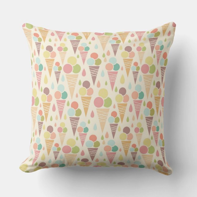 Coussin Motif de cornets de crème glacée (Recto)