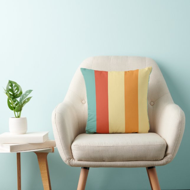 Coussin Motif de couleur rétro rayé (Chaise)
