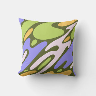 Coussin Motif de coup de pinceau diagonal Olive et Lavande