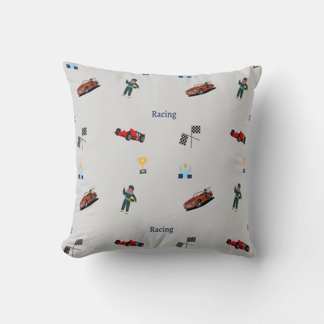 Coussin Motif de course en gris (Recto)