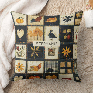 Coussin Motif de courtepoint d'automne rustique Patchwor