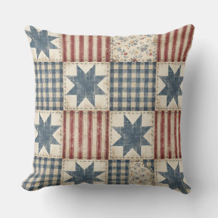 Coussin Motif de Courtepoint Patchwork Americana Rustique