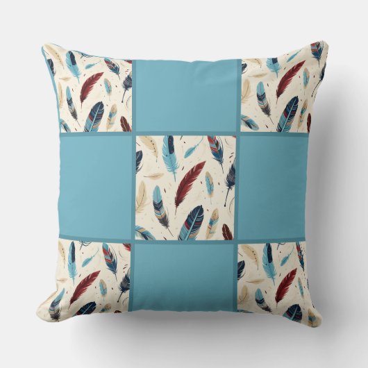 Coussin Motif de courtepointe en plumes amérindiennes du s (Recto)