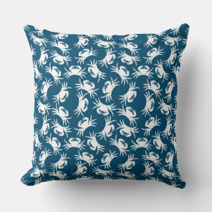 Coussin Motif de crabe blanc et bleu sans joint