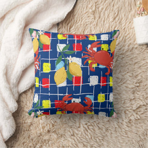 Coussin Motif de crabe et de citron côtier
