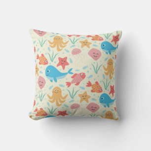 Coussin Motif de créatures drôles sous la mer