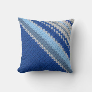 Coussin - motif de crochet - rayures bleues