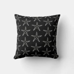 Coussin Motif de croquis Starfish en noir