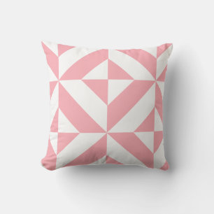 Coussin Motif de cube géométrique Melon rose