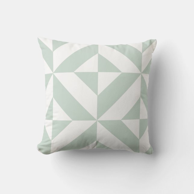 Coussin Motif de cube géométrique vert Mint (Recto)