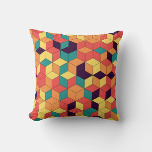 Coussin Motif de cubes de couleur géométrique et transpare