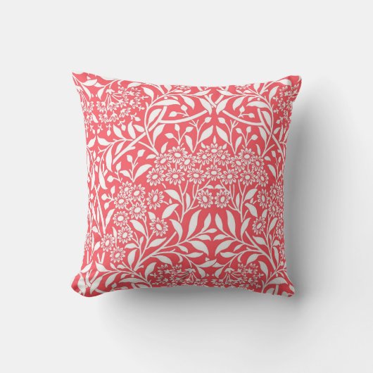 Coussin Motif de Damas de la floraison rouge (Recto)