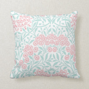 Coussin Motif de Damas florales de la Monnaie de Corail
