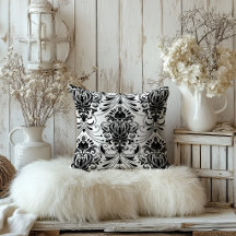 Motif de damas ornemental vintage blanc et noir