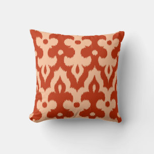 Coussin Motif de damassé d'Ikat de Marocain, mandarine
