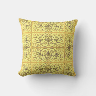 Coussin Motif de défilement jaune