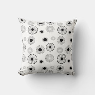 Coussin Motif de démarrage circulaire - noir et blanc