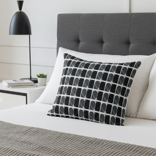 Coussin Motif de demi-cœurs noir et blanc moderne