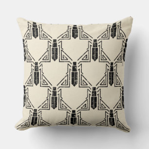 Coussin Motif de dendroctone Art déco - Noir sur crème