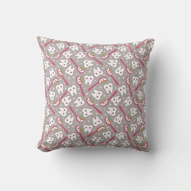 Coussin Motif de dents d'arc-en-ciel (Recto)