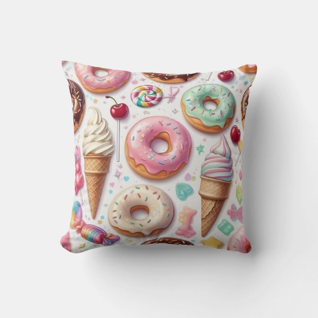 Coussin Motif de dessert coloré Kawaii (Recto)