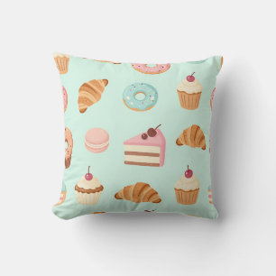 Coussin Motif de desserts français pastel et mignon