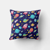 Coussin Motif de dessin animé spatial coloré (Verso)