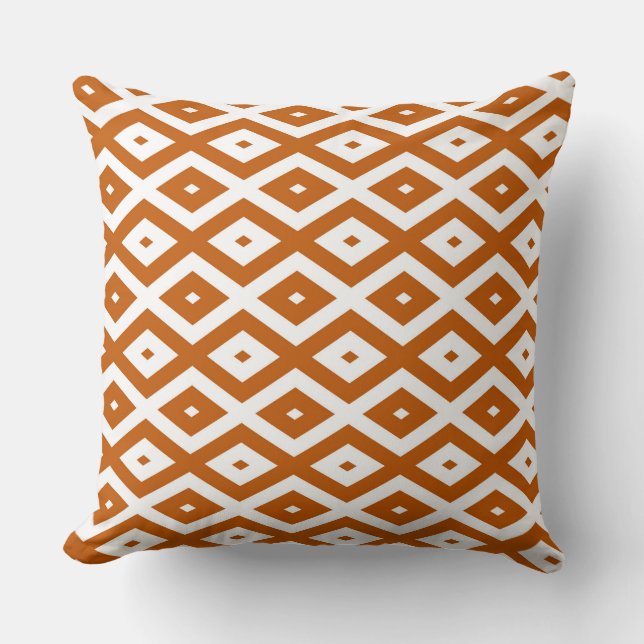Coussin Motif de diamant orange et blanc brûlé (Recto)
