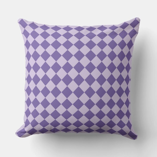 Coussin Motif de diamants de Checker Violet (Recto)