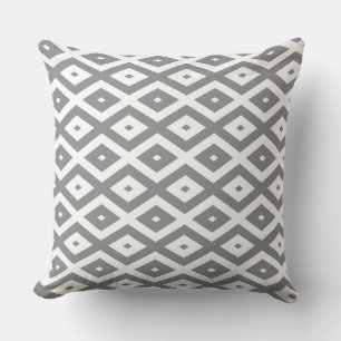 Coussin Motif de diamants gris et blanc