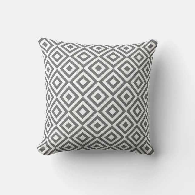 Coussin Motif de diamants gris et blanc (Recto)