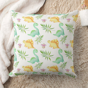 Coussin Motif de dinosaure et de feuilles de palmier paste
