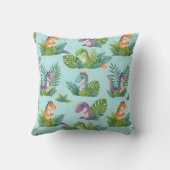 Coussin Motif de dinosaure tropical joyeux (Verso)