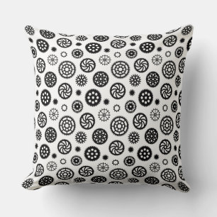 Coussin Motif de engrenages 070819 - Noir sur blanc