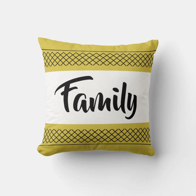 Coussin Motif de famille élégant Imprimer or jaune (Recto)