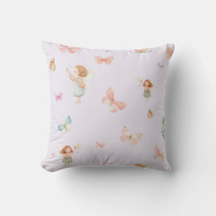Coussin Motif de fée pastel Design de nurserie papillon mi