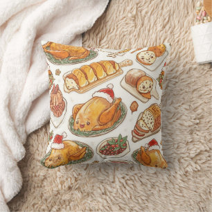 Coussin Motif de festin de fête Nourriture de vacances m