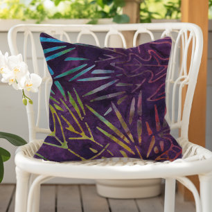 Coussin Motif de feuillage boho batik violet