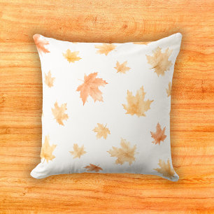 Coussin Motif de feuillage d'érable à l'aquarelle ambre do